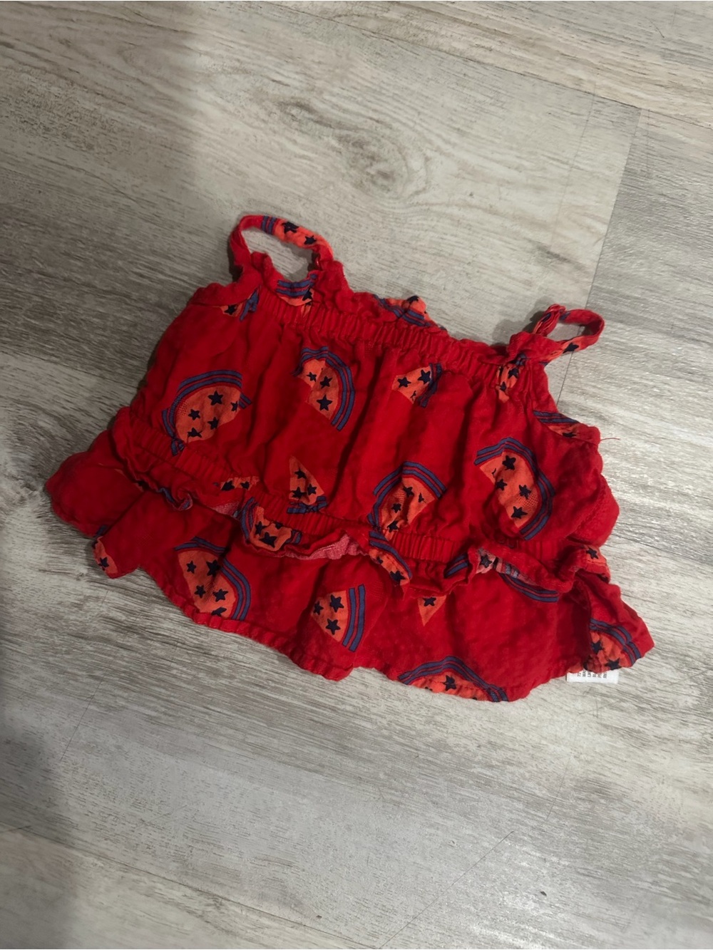Cat & Jack Red Ruffled Tank Top with watermelon Star Print